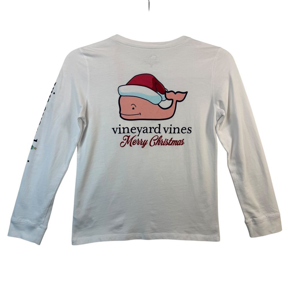 Vineyard Vines Kids Christmas Whale Long Sleeve T-Shirt Holiday Santa White‎ XL